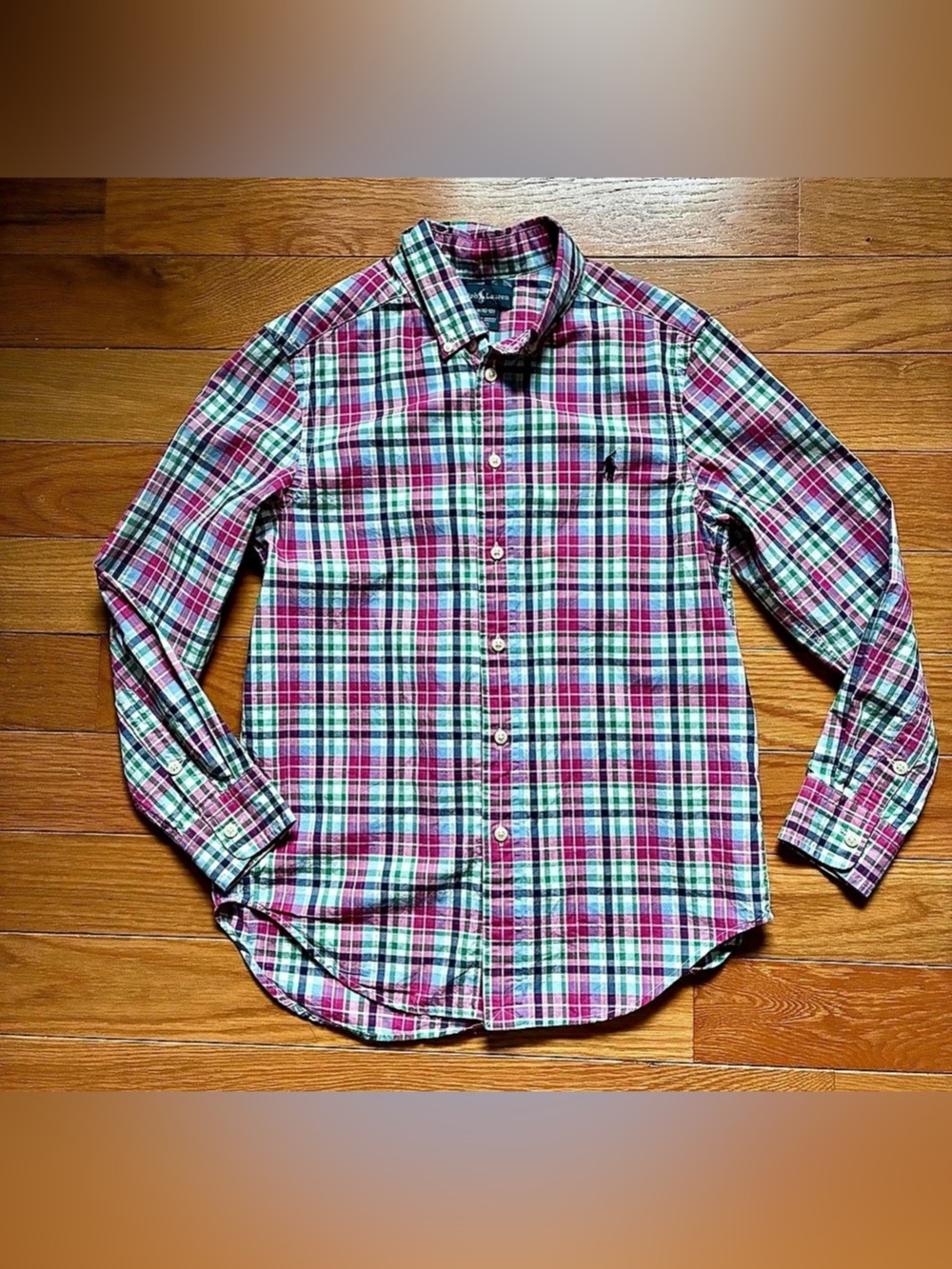 Ralph Lauren Boys Plaid Button Down Shirt Size Medium 10-12